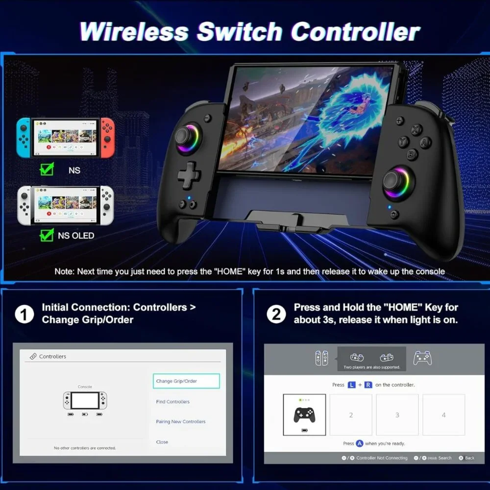 Gammeefy Switch Controller, Wireless Switch Controller for Nintendo Switch/OLED